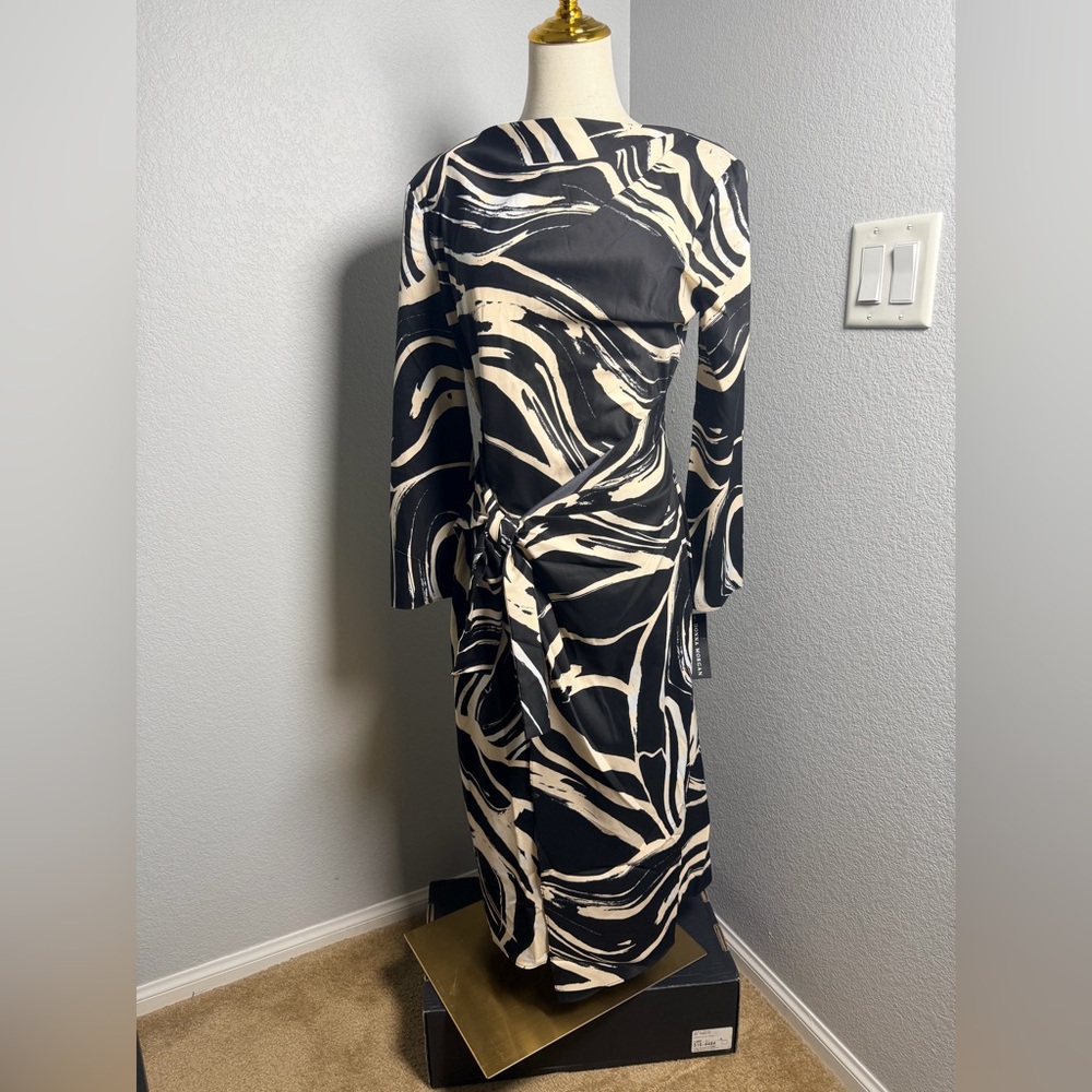 NWT-Donna Morgan Women's Donna Morgan Women's Dresses Long Sleeve Midi Wrap - Picture 7 of 13